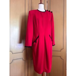Vintage red dress by Leslie Fay, size 14P